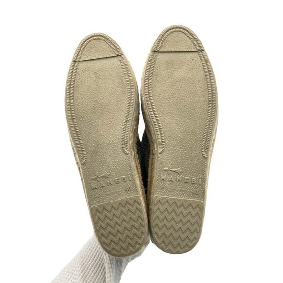 Manebi Double Sole Black Beige Two Tone Slip On Platform Espadrilles Flat Shoes - Picture 10 of 10